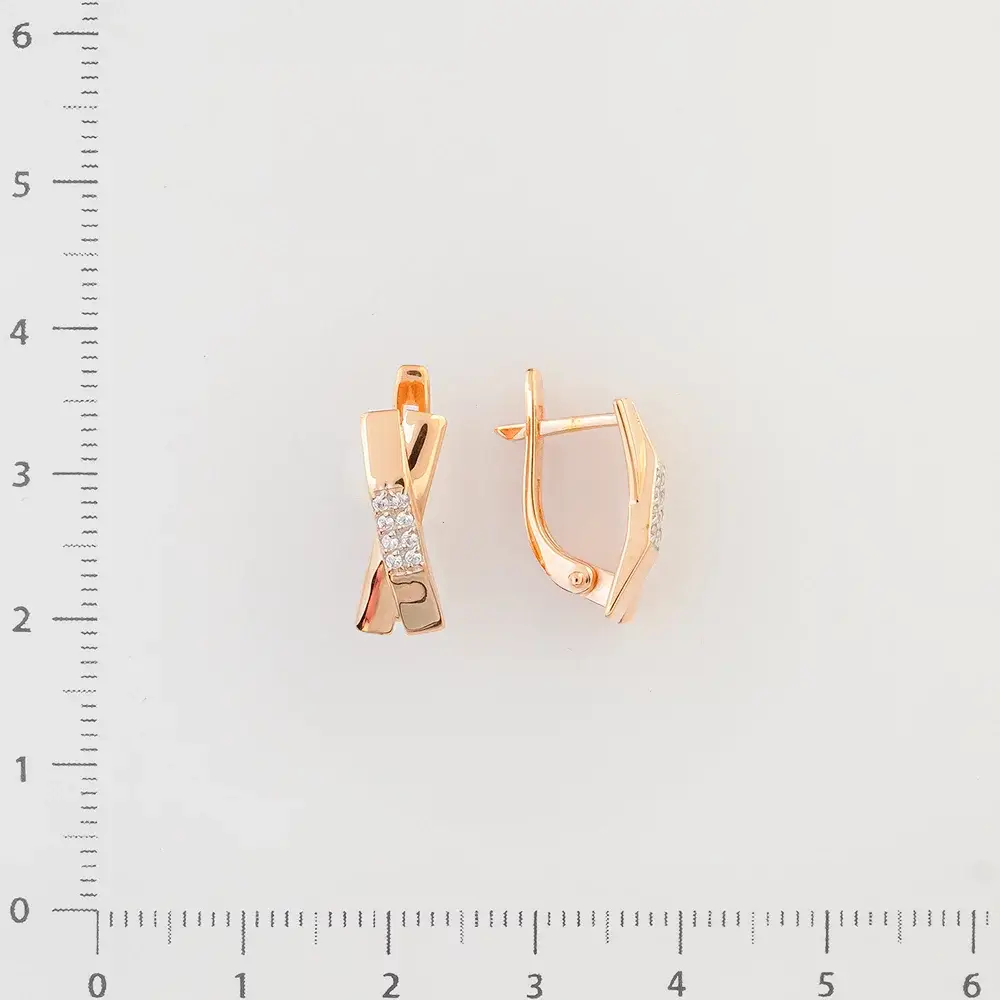 Серьги с фианитом из красного золота 585 пробы 2