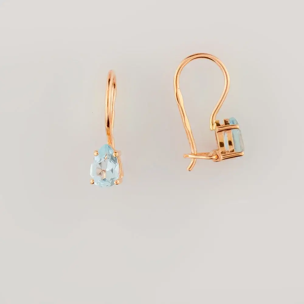 Серьги с топазом из красного золота 585 пробы
