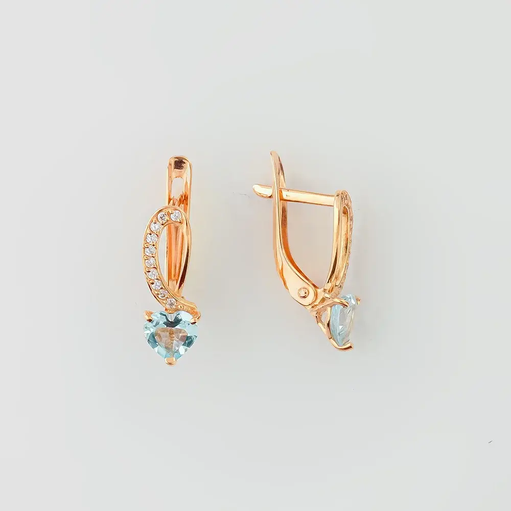Серьги с топазом из красного золота 585 пробы