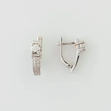 Серьги с бриллиантом из белого золота 585 пробы