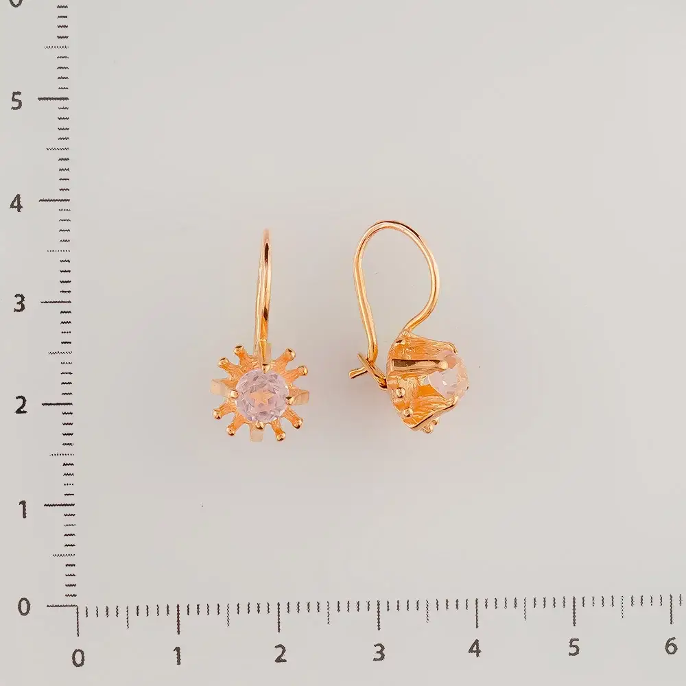 Серьги с фианитом из красного золота 583 пробы