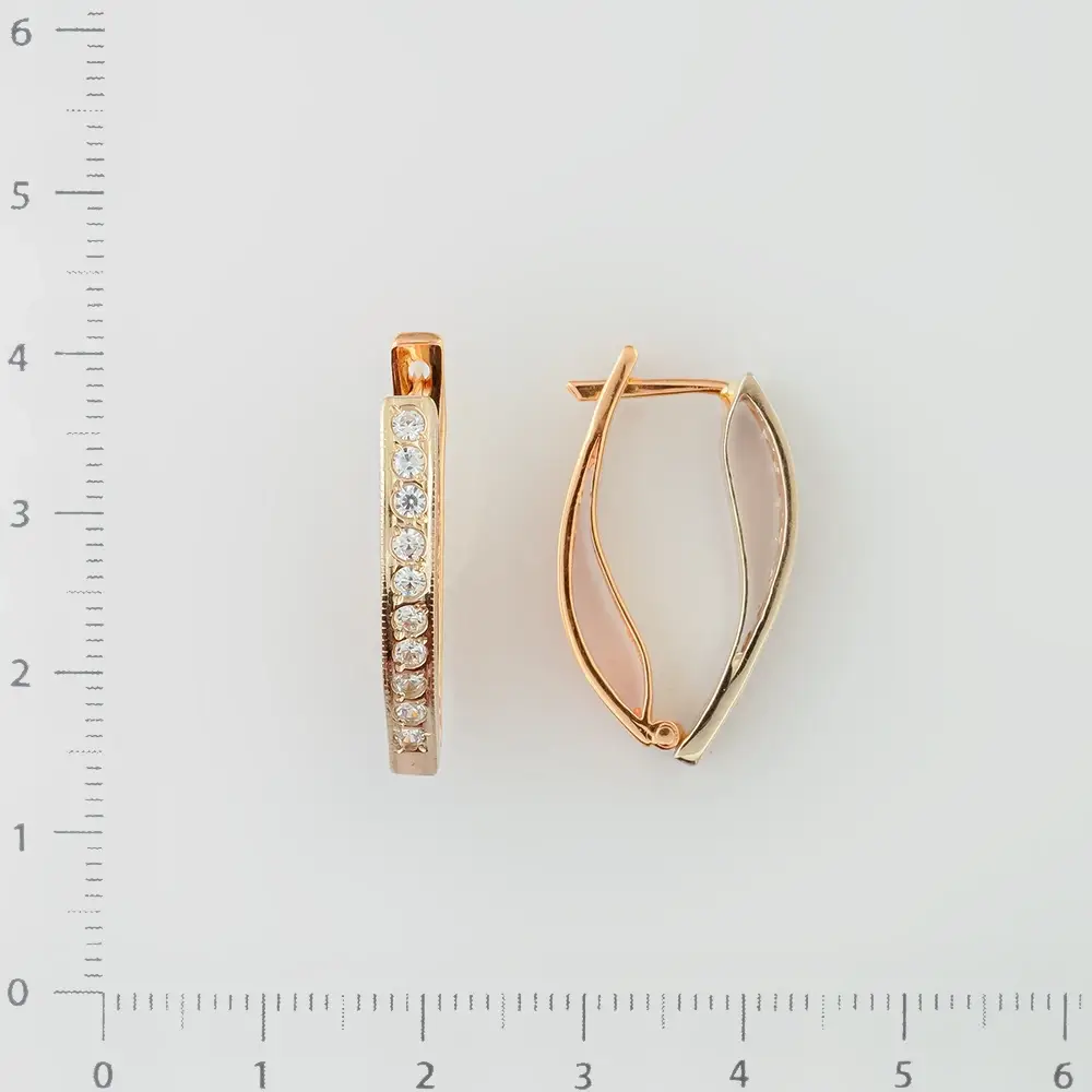 Серьги с фианитом из красного золота 585 пробы