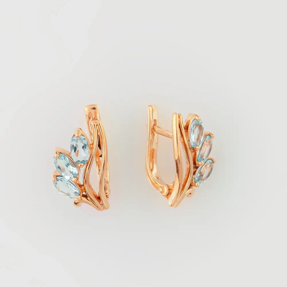 Серьги с топазом из красного золота 375 пробы