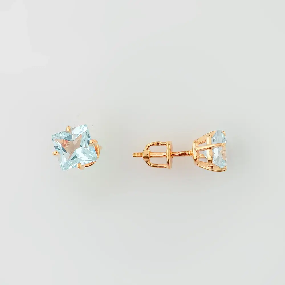 Серьги с топазом из красного золота 585 пробы