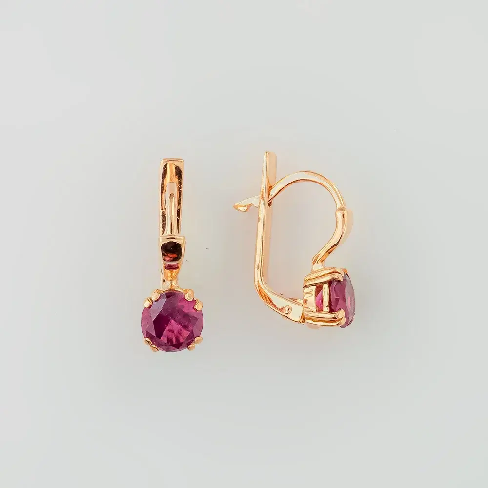 Серьги с ситаллом из красного золота 585 пробы
