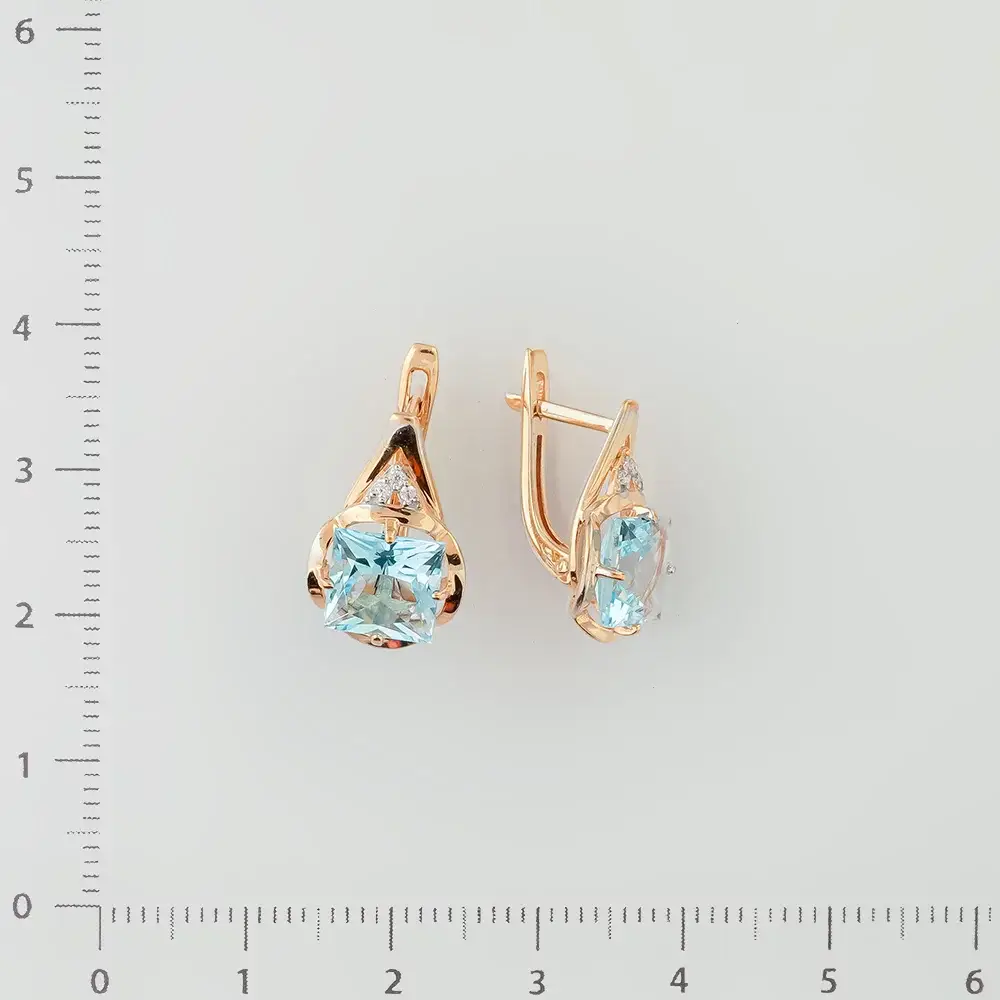 Серьги с топазом из красного золота 375 пробы