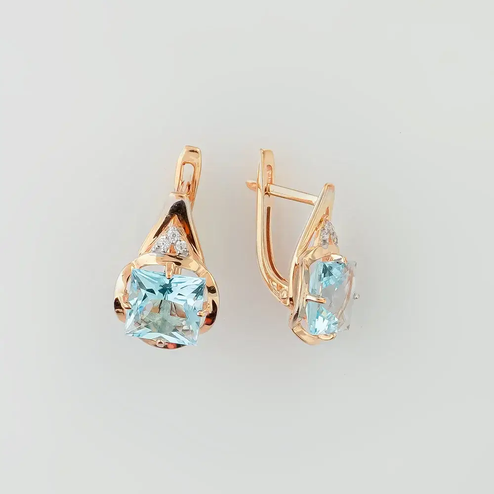 Серьги с топазом из красного золота 375 пробы