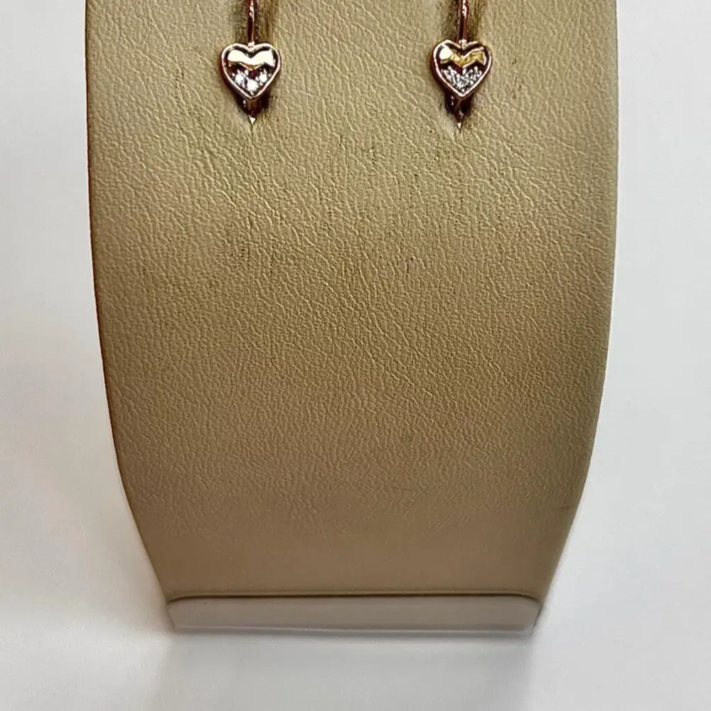Серьги с фианитом из красного золота 585 пробы
