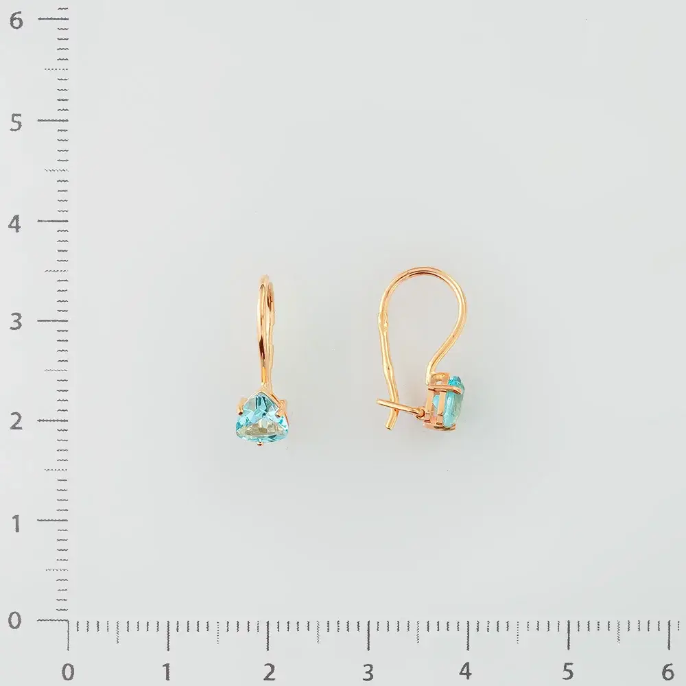 Серьги с топазом из красного золота 585 пробы