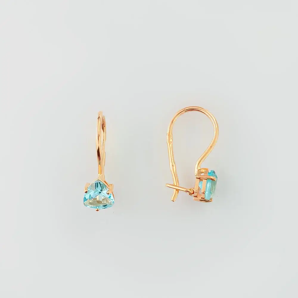 Серьги с топазом из красного золота 585 пробы