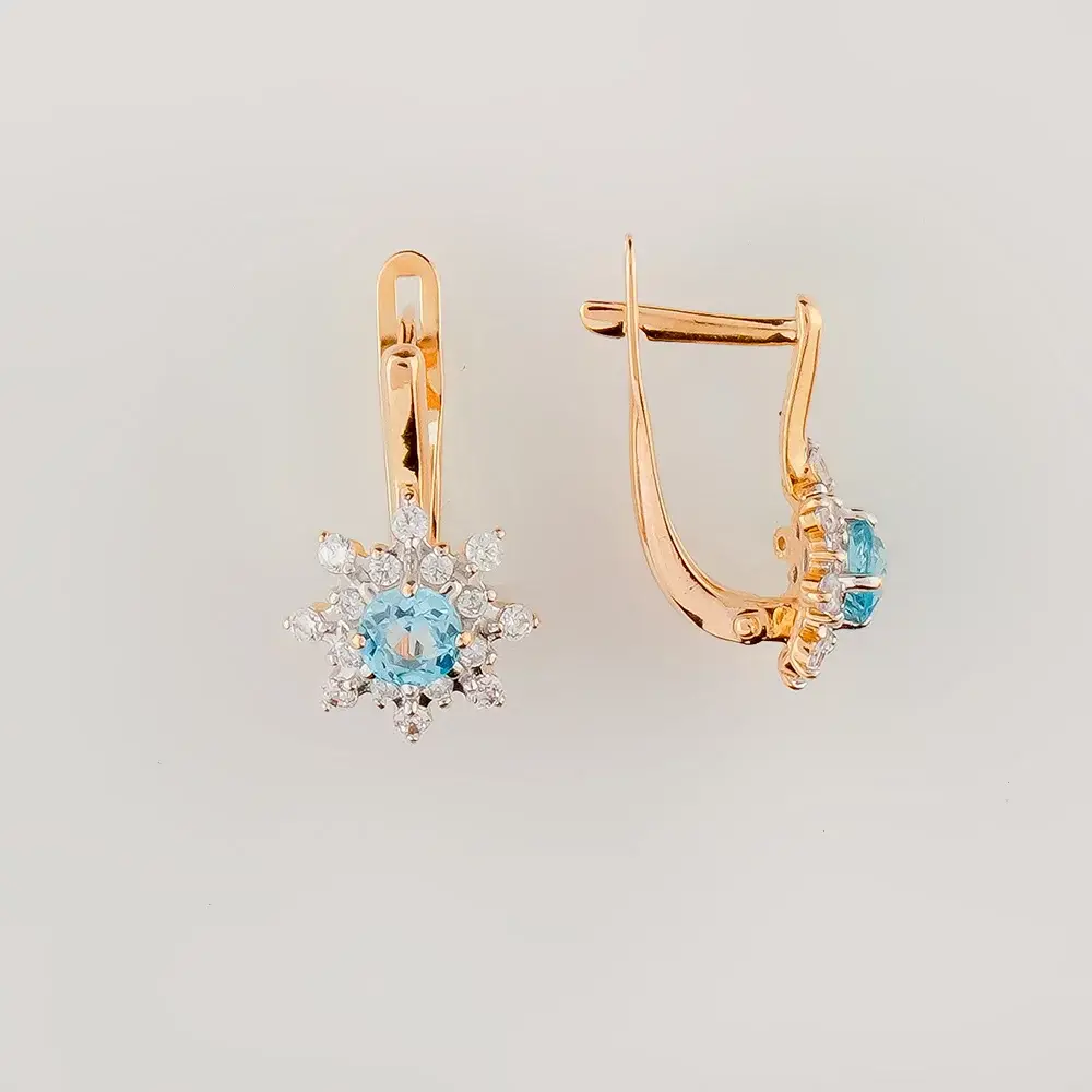 Серьги с топазом из красного золота 585 пробы