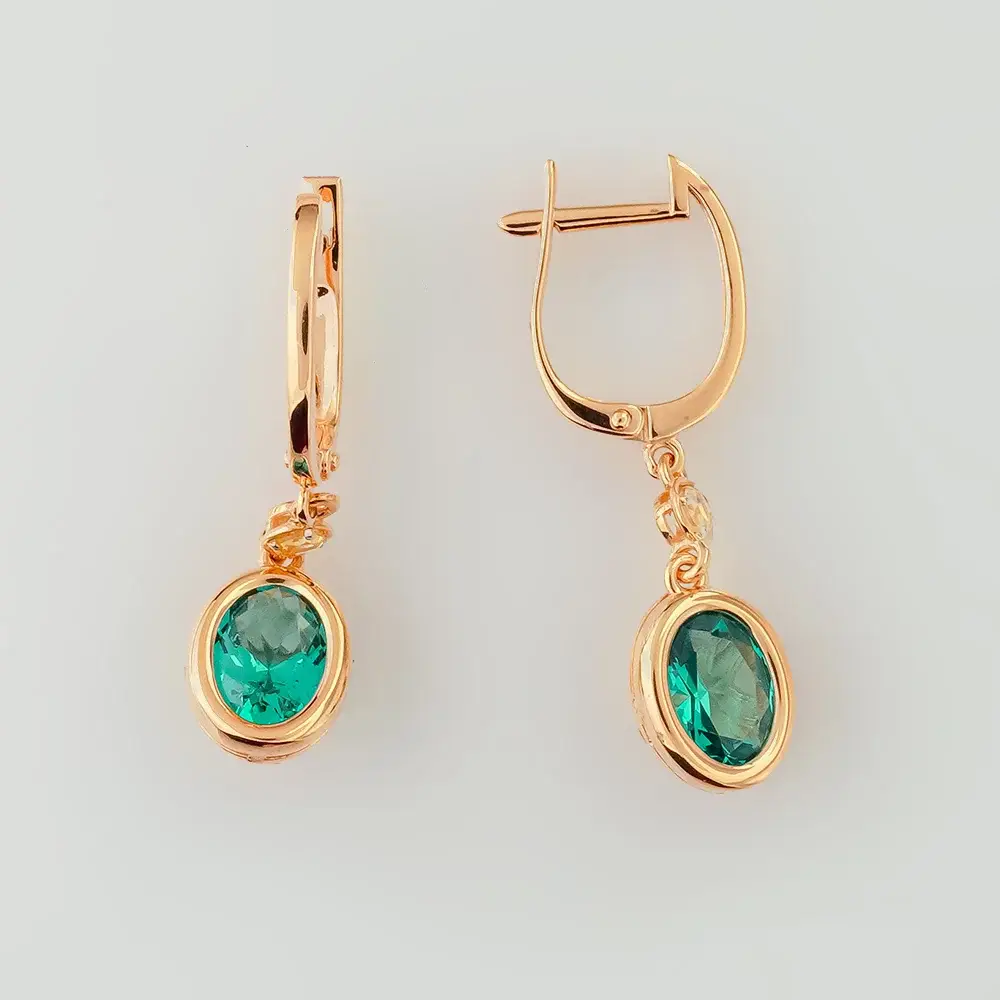 Серьги с ситаллом из красного золота 585 пробы