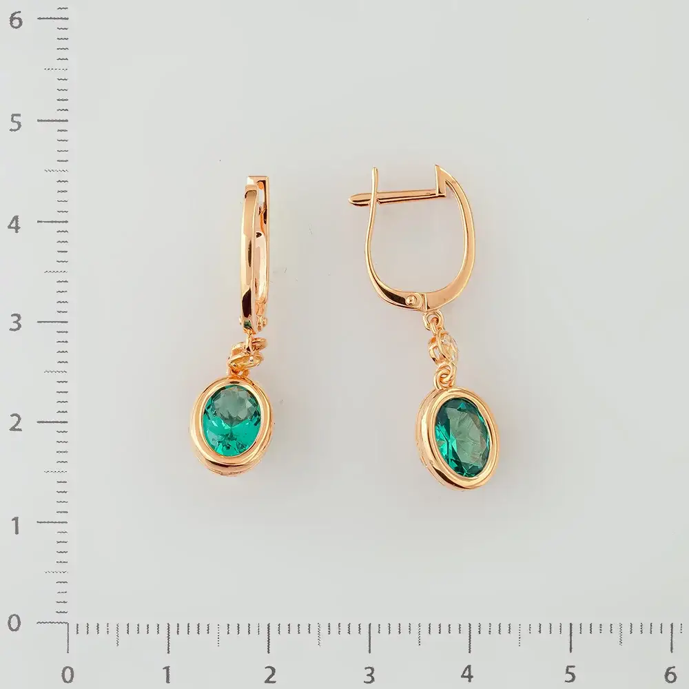 Серьги с ситаллом из красного золота 585 пробы