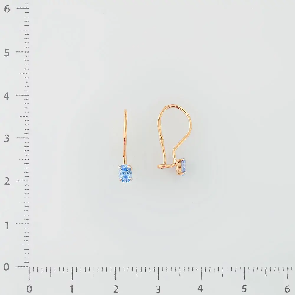 Серьги с фианитом из красного золота 585 пробы
