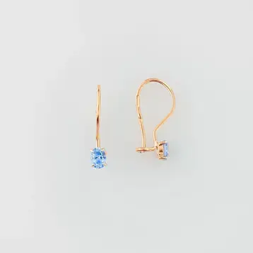Серьги с фианитом из красного золота 585 пробы