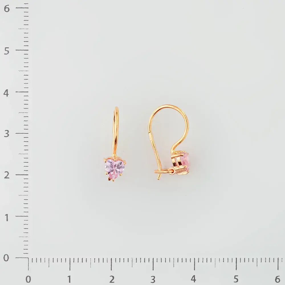 Серьги с фианитом из красного золота 585 пробы