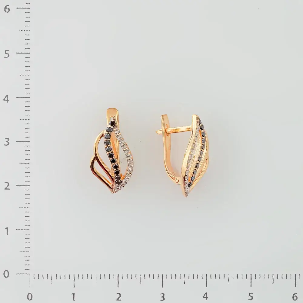 Серьги с фианитом из красного золота 585 пробы