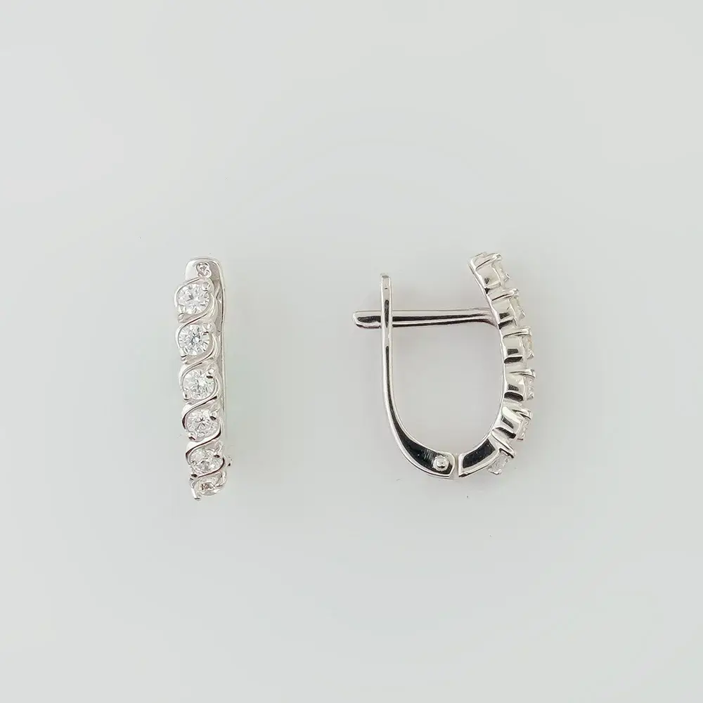 Серьги с фианитом из белого золота 585 пробы 1