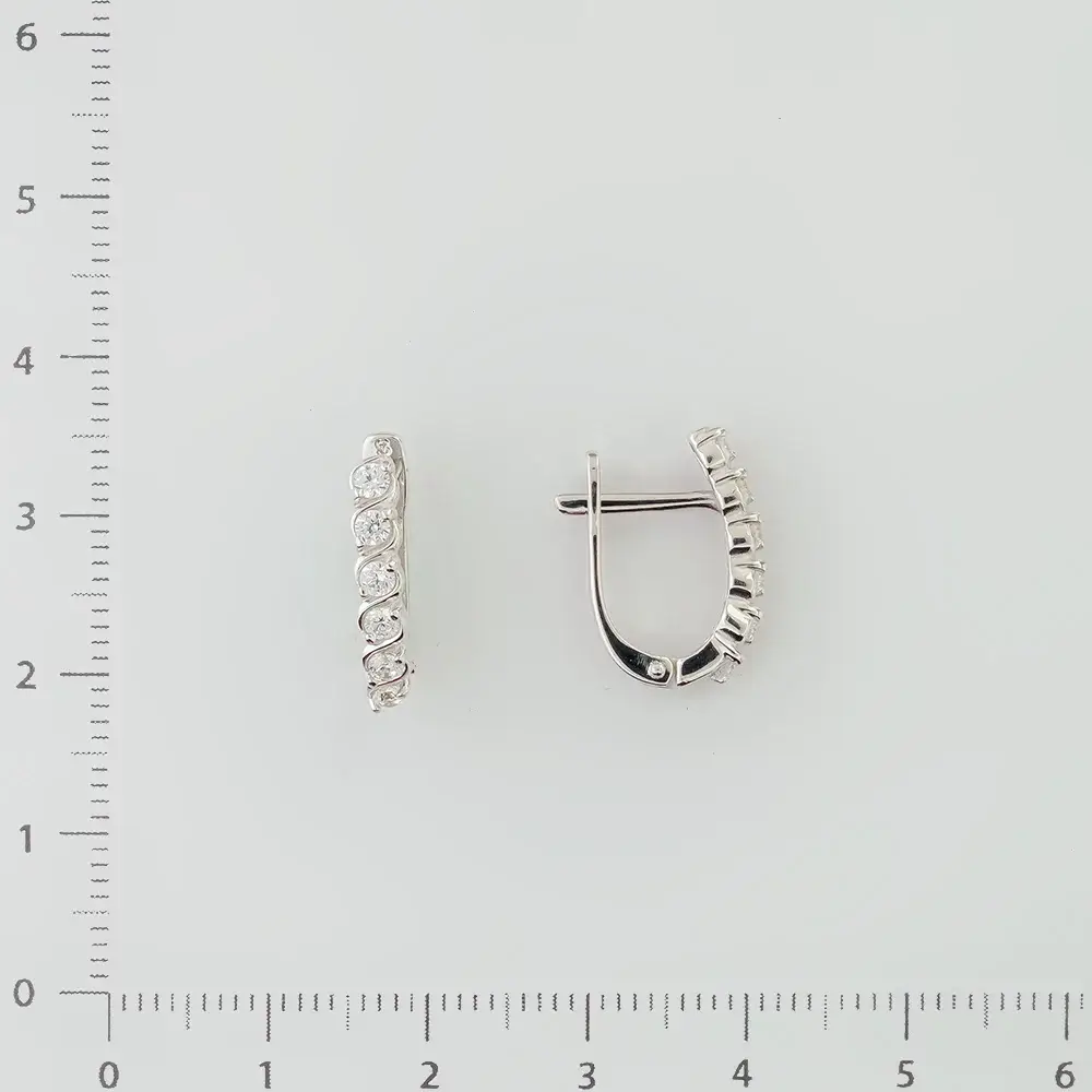 Серьги с фианитом из белого золота 585 пробы 2