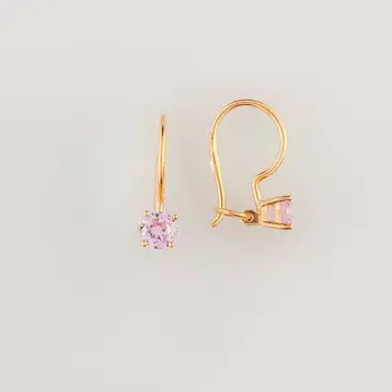 Серьги с фианитом из красного золота 585 пробы