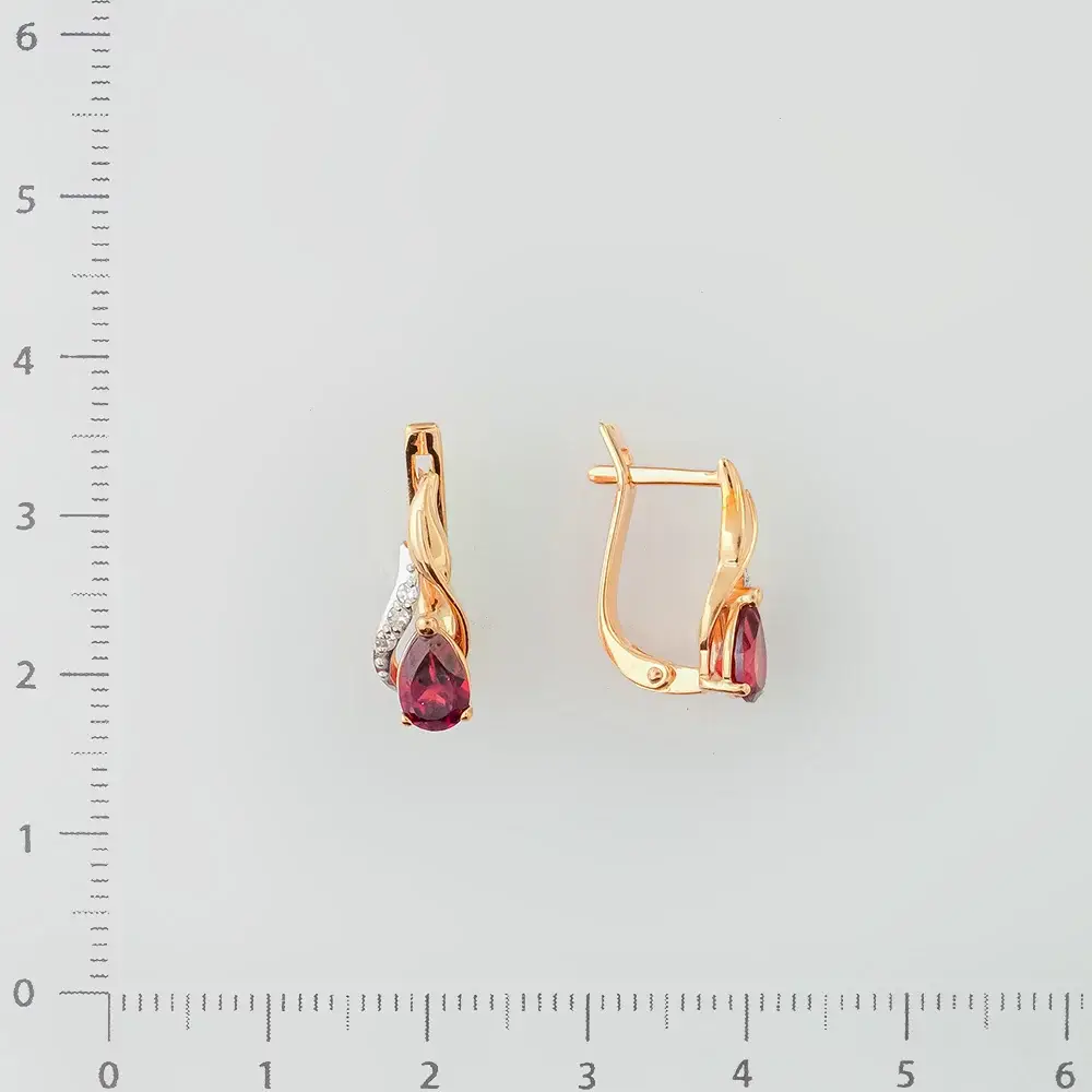 Серьги с гранатом из красного золота 585 пробы