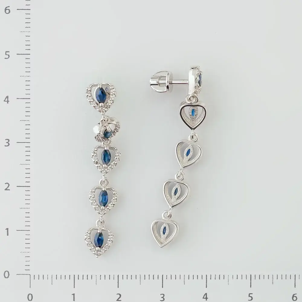 Серьги с бриллиантом из белого золота 585 пробы