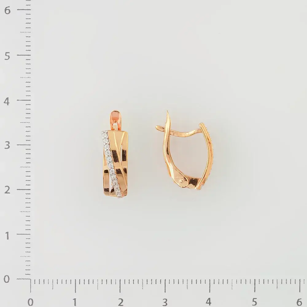 Серьги с фианитом из красного золота 375 пробы