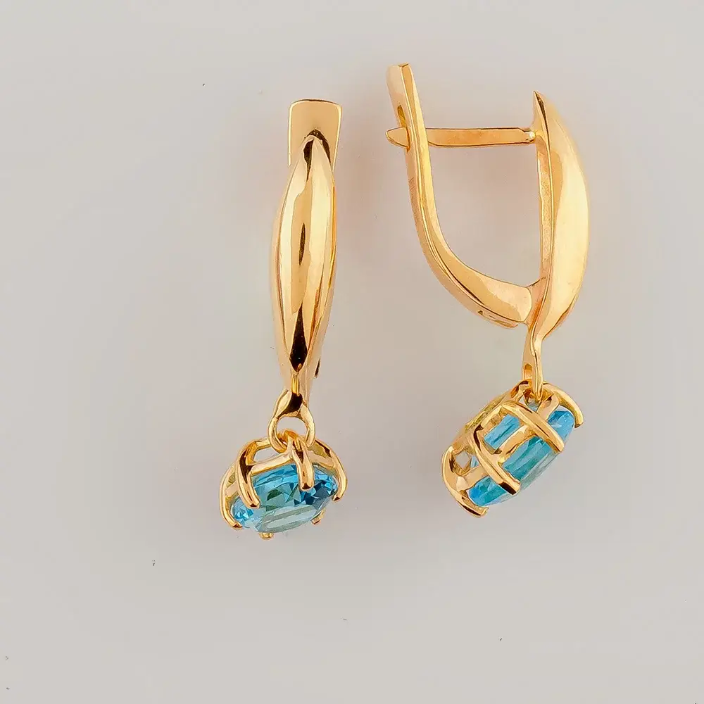 Серьги с топазом из красного золота 585 пробы