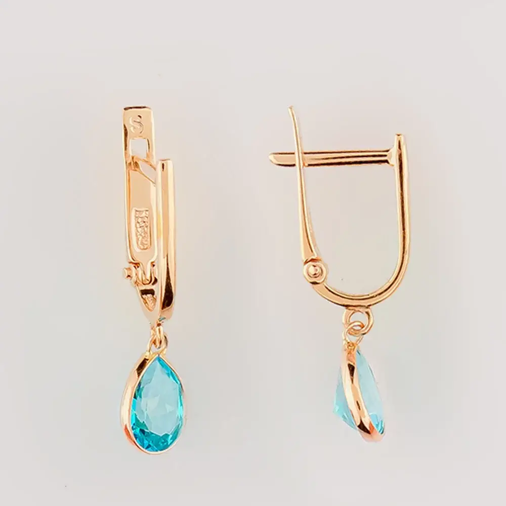 Серьги с ситаллом из красного золота 585 пробы
