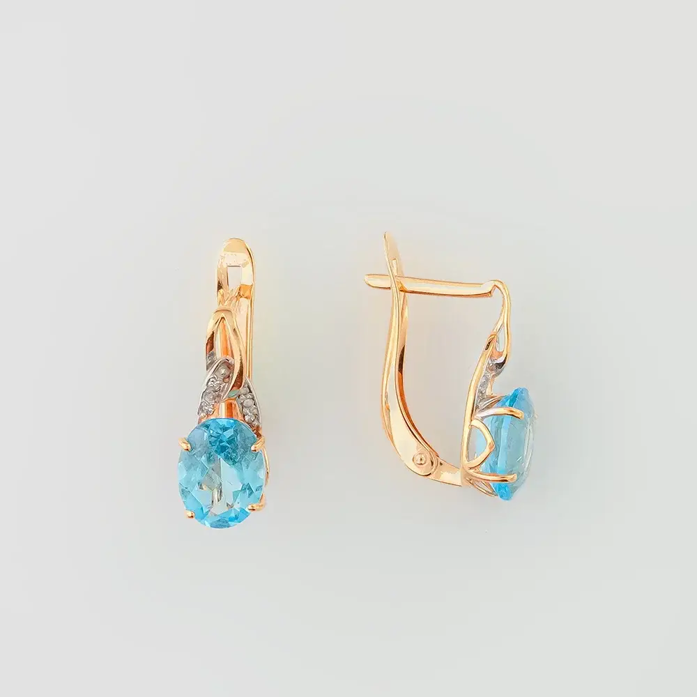 Серьги с топазом из красного золота 585 пробы