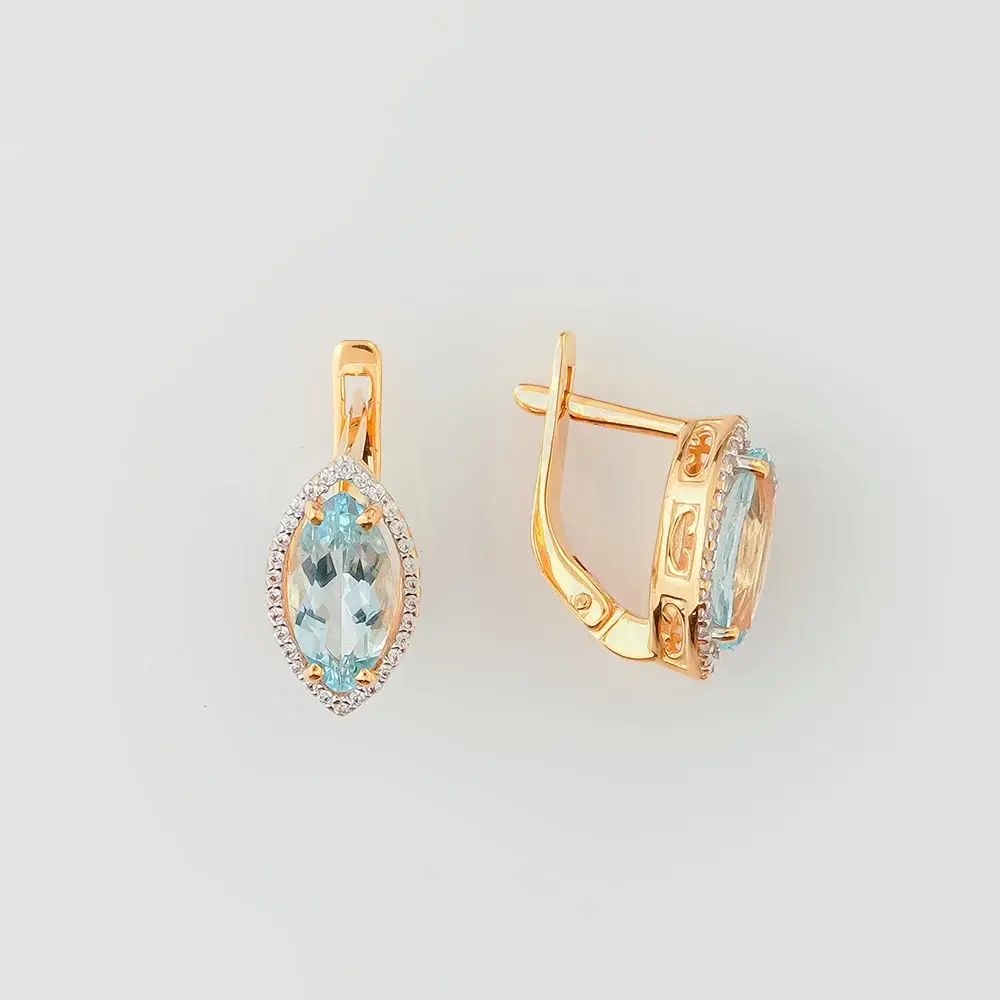 Серьги с топазом из красного золота 585 пробы