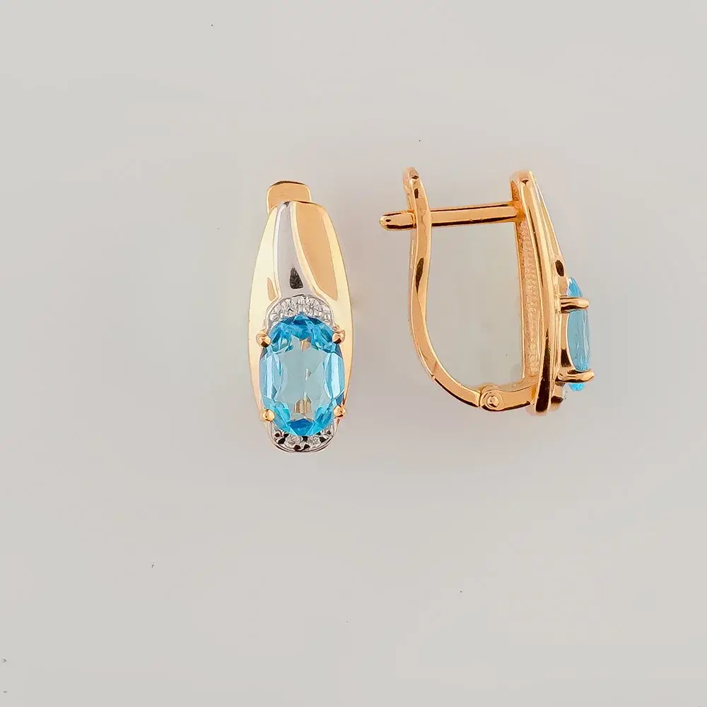 Серьги с топазом из красного золота 585 пробы