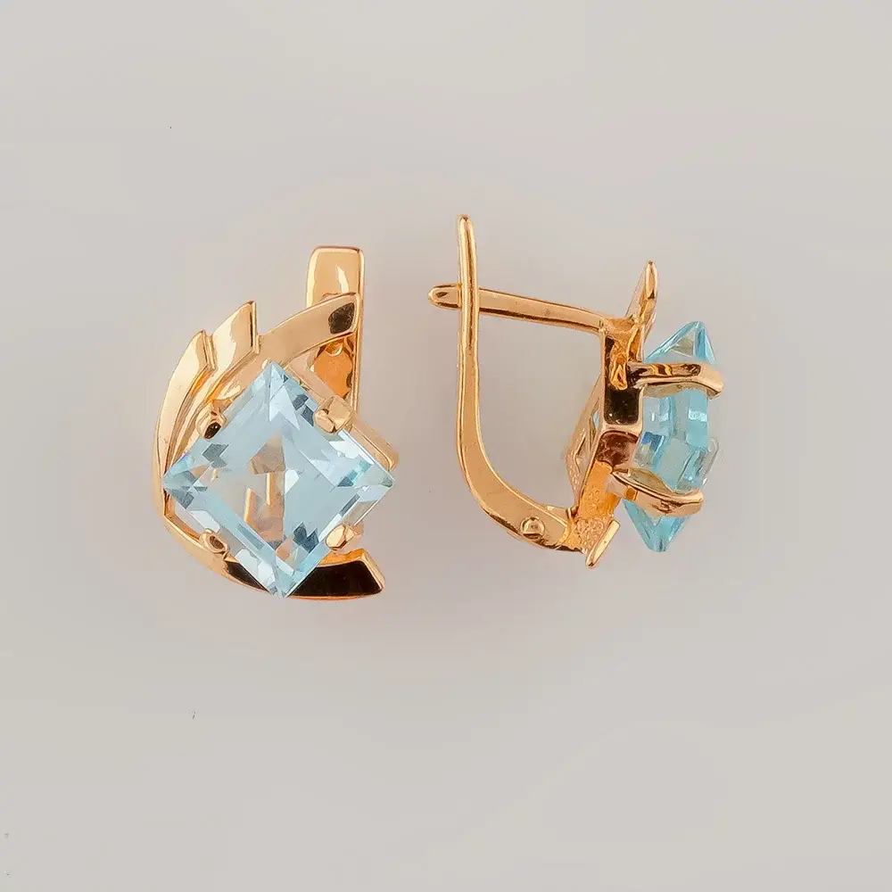 Серьги с топазом из красного золота 585 пробы