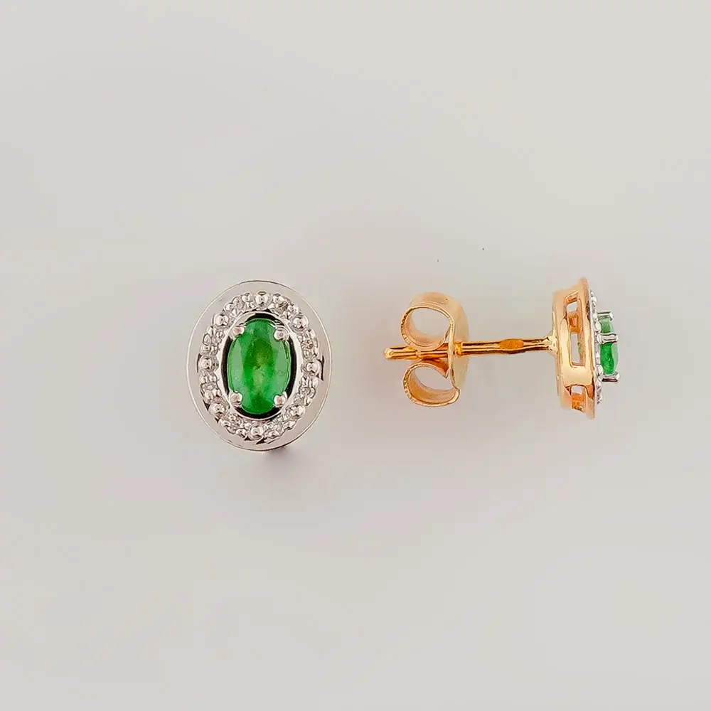 Серьги с изумрудом из красного золота 585 пробы