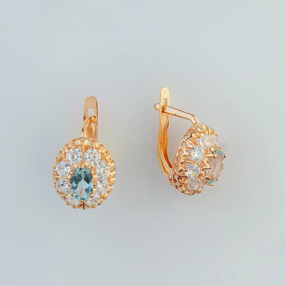 Серьги с топазом из красного золота 585 пробы