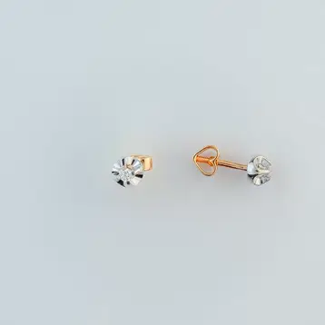 Серьги с бриллиантом из красного золота 585 пробы