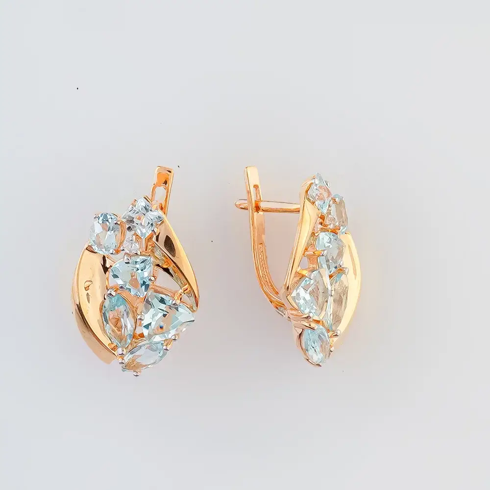 Серьги с топазом из красного золота 585 пробы