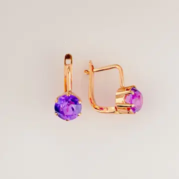 Серьги с корундом синтетическим из красного золота 583 пробы