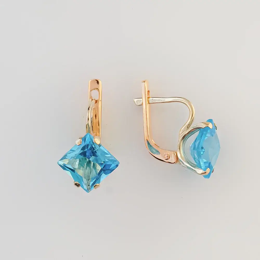 Серьги с топазом из красного золота 585 пробы