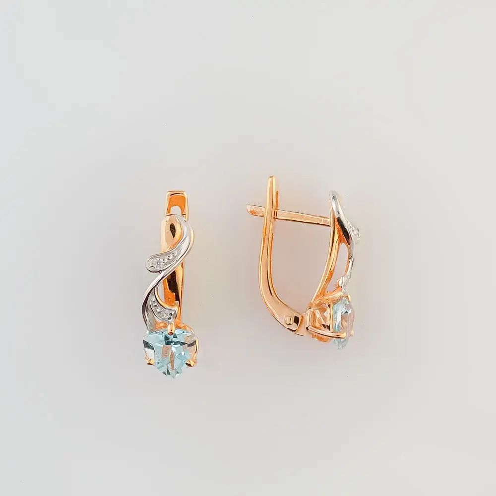 Серьги с топазом из красного золота 585 пробы