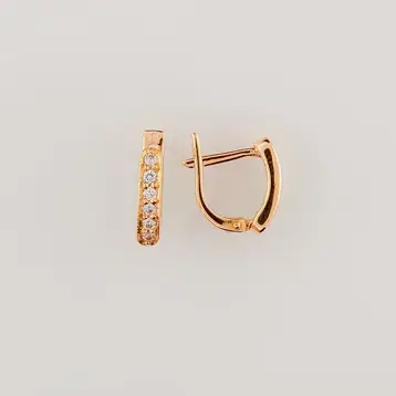 Серьги с фианитом из красного золота 585 пробы