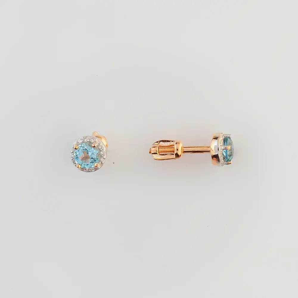 Серьги с топазом из красного золота 585 пробы