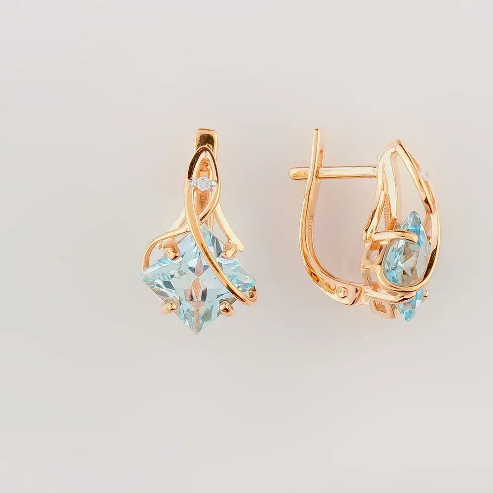 Серьги с топазом из красного золота 585 пробы