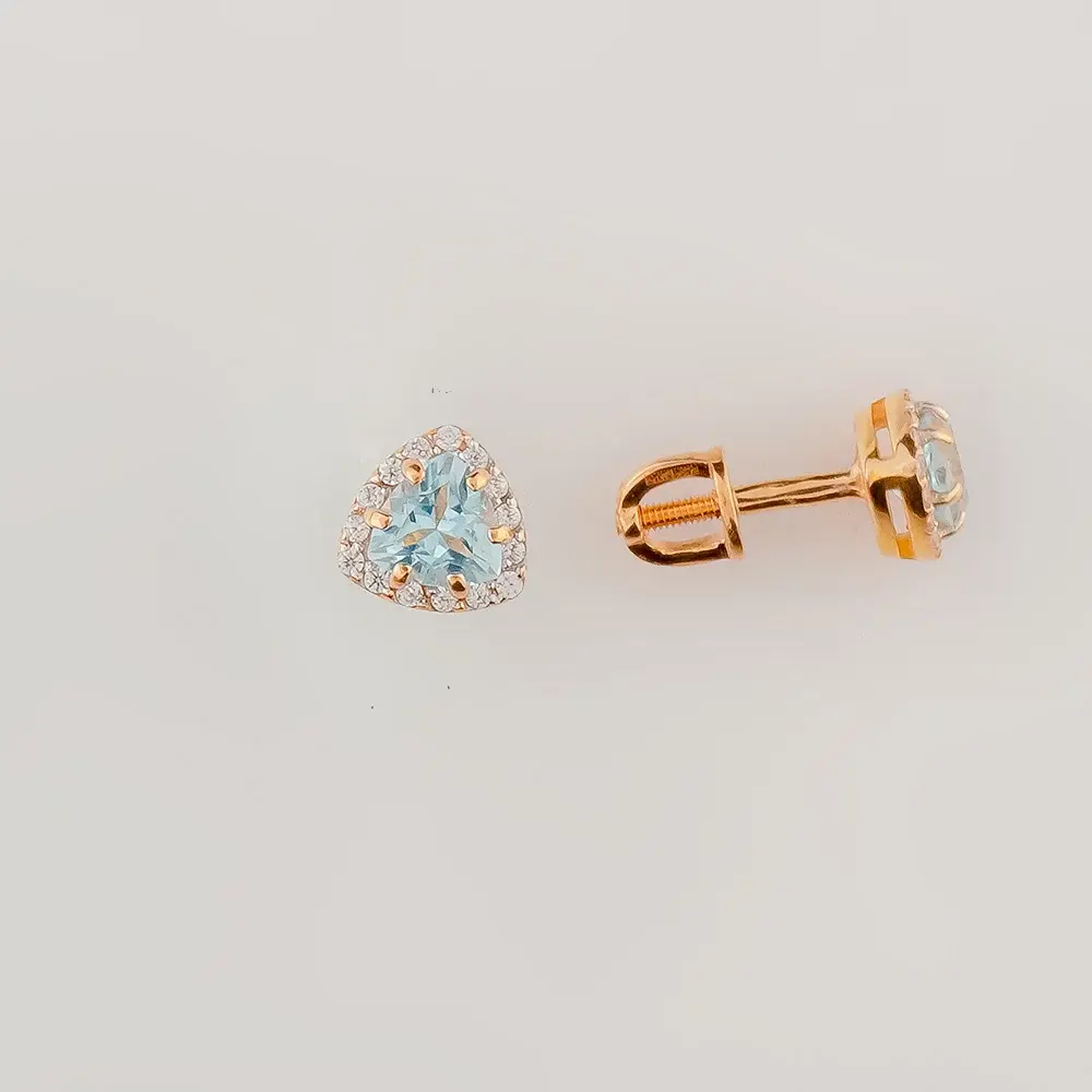 Серьги с топазом из красного золота 585 пробы