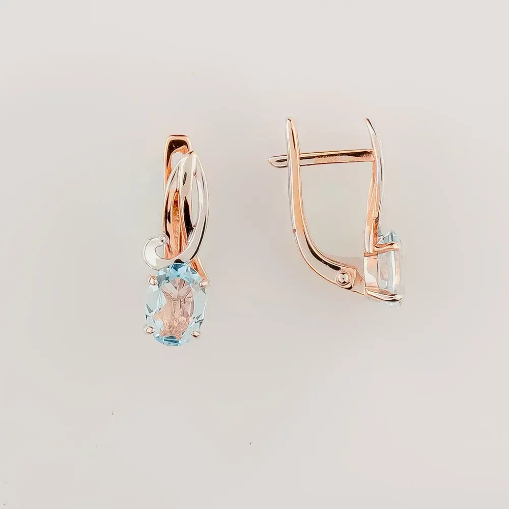 Серьги с топазом из красного золота 375 пробы