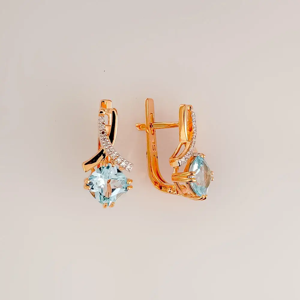 Серьги с топазом из красного золота 585 пробы