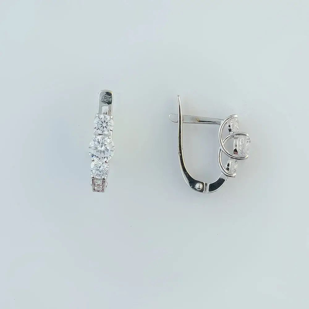 Серьги с фианитом из белого золота 585 пробы