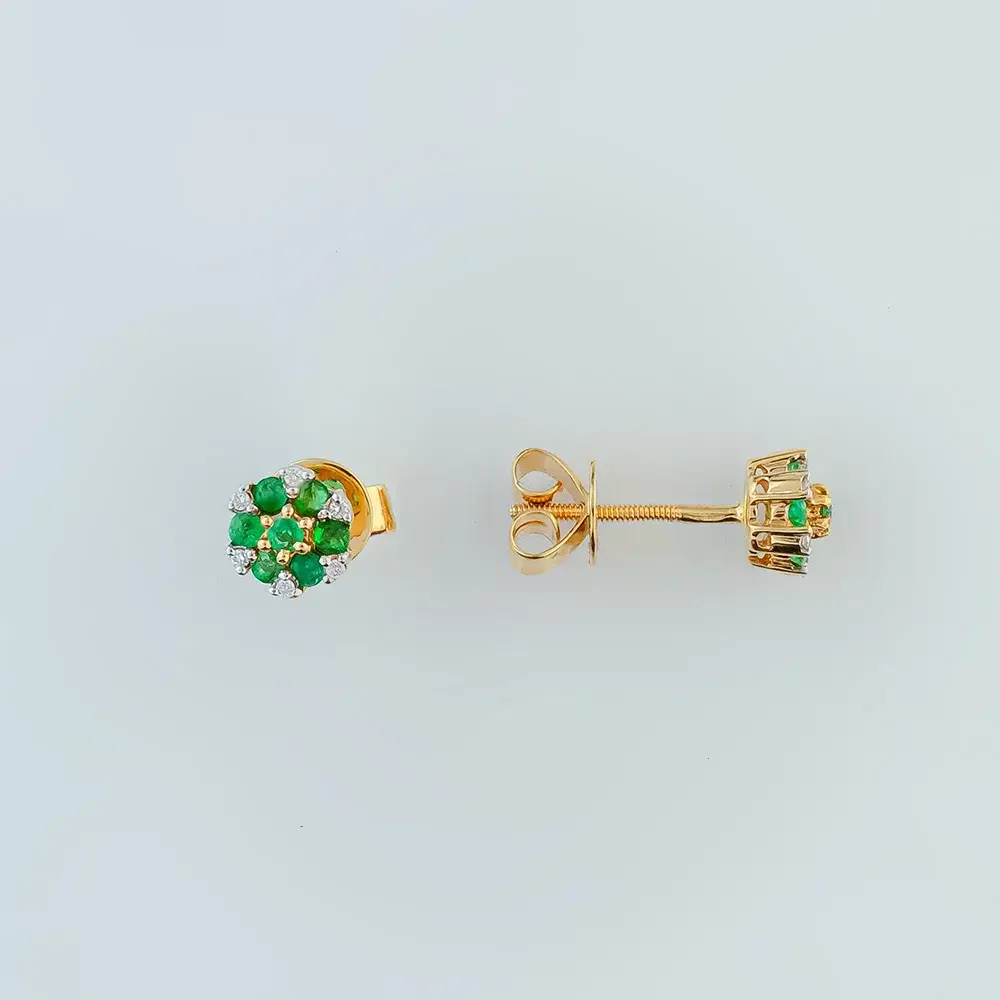 Серьги с изумрудом из желтого золота 585 пробы