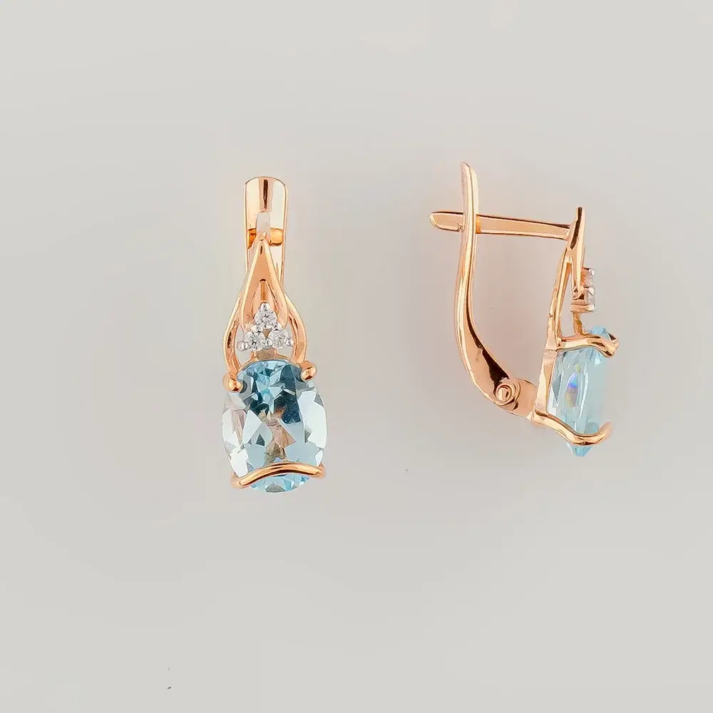 Серьги с топазом из красного золота 375 пробы