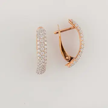 Серьги с фианитом из красного золота 375 пробы
